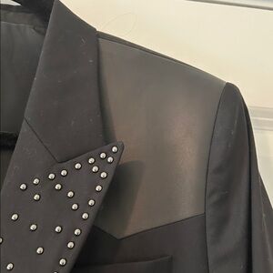 The Kooples Black Blazer with Studded & Leather Lapels EU 40